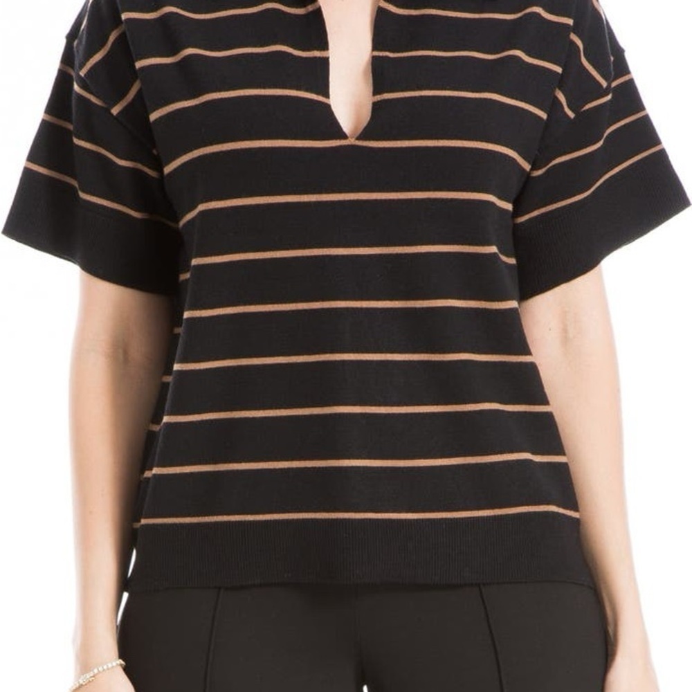Max Studio Johnny Collar Stripe Knit Polo Sweater - Picture 6 of 10